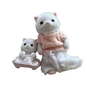 Calico Critters Sylvanian Families White Persian‎ Cat Mother And Baby
